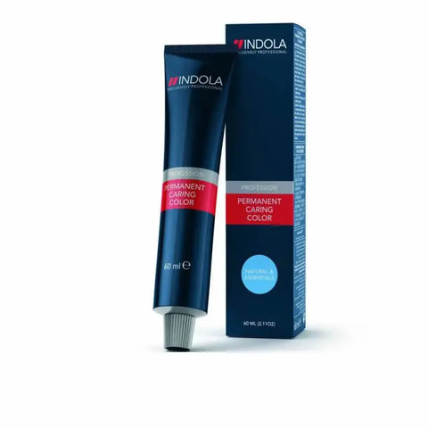 Indola Permanent Caring Color 8.34 hair dye in 60ml tube, shown with packaging, by Jag Couture London New York.