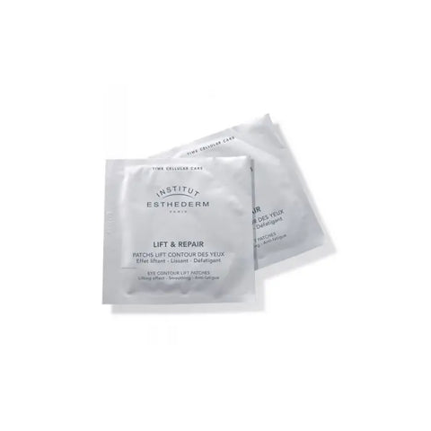 Institut Esthederm Lift and Repair Eye Contour Lift Patches, 10-pack, with gel patches designed to reduce puffiness and fine lines.