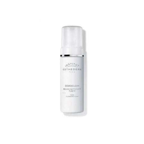 Institut Esthederm Osmoclean Pure Cleansing Foam in 150ml bottle, shown with foam and clean skincare packaging.