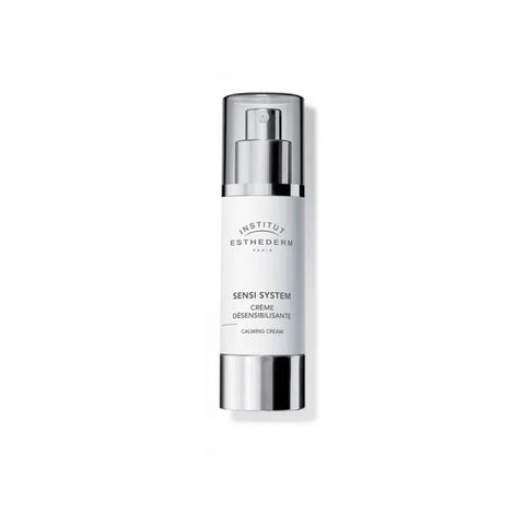 Institut Esthederm Sensi System Calming Cream 50ml, soothing skincare product in a white jar with a blue lid.