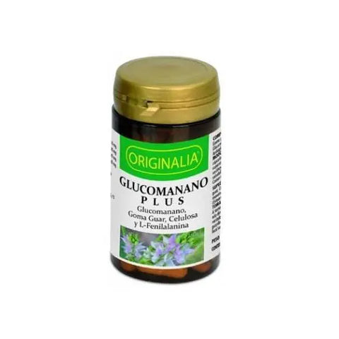 Integralia Glucomanano Plus supplement in 60 capsules by Jag Couture London New York, showing the product bottle and label.