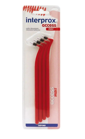 Interprox Vitis Interdent Dentaid Access Maxi Large 4-pack toothbrush by Jag Couture London New York, with angled bristles.