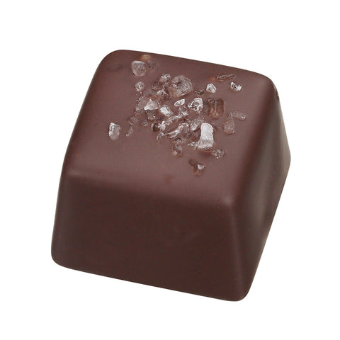 Jag Couture London Nepture Caramel Sea Salt in Dark Chocolate 12.5g bar, showing the chocolate with caramel and sea salt topping.