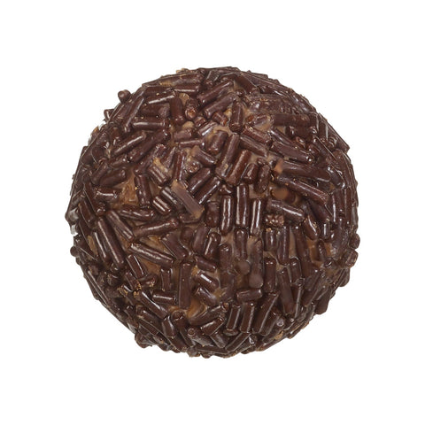 Milk chocolate enrobed prosecco cream truffle rolled in dark vermicelli, 11.1g, from Jag Couture London – New York.