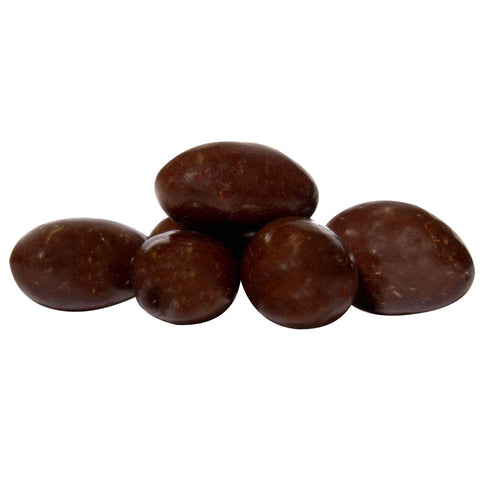 Dark chocolate covered Brazil nuts by Jag Couture London - New York, showcasing glossy chocolate coating on crunchy nuts.