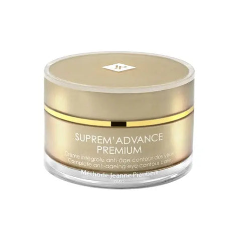 Jeanne Piaubert Suprem Advance Premium anti-aging eye contour cream in 15ml jar, designed for youthful eye area.