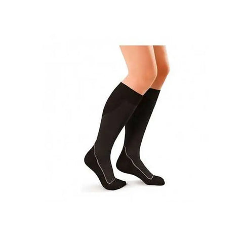 Black Jobst Soft Light compression sock in size S/M by Jag Couture London New York, designed for gentle support and comfort.