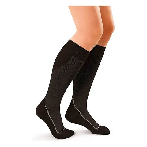 Black Jobst soft sock in size M by Jag Couture London - New York, featuring a comfortable, stretchy fabric for everyday wear.