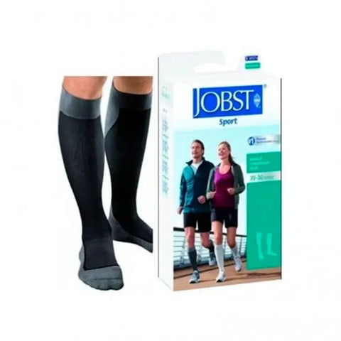 Black and grey Jobst Sport Socks by Jag Couture London New York, athletic crew socks with comfortable fit in size 2L.