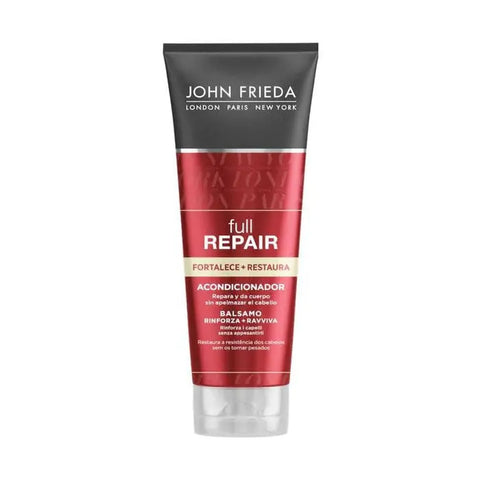 John Frieda Full Repair Strengthen Restore Conditioner in 250ml bottle, featuring sleek packaging from Jag Couture London New York.