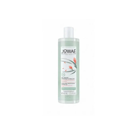 Jowae moisturizing stimulating shower gel 400ml from Jag Couture London New York, with a clear bottle and vibrant label.