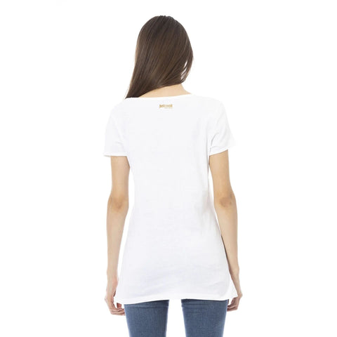 Just Cavalli beachwear top in white and orange with bold print, designed by Jag Couture London - New York.
