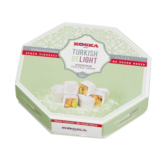 No sugar added pistachio Turkish Delight in hexagon box