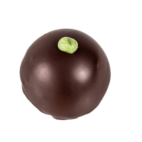 Dark chocolate with Gin & Lime crème fraîche filling, 14g, by Jag Couture London - New York, shown in this close-up image.