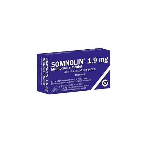 Kern Somnolin Melatonia 1.9mg sleep aid strips by Jag Couture London New York, shown in packaging with 30 foil-laminated strips.
