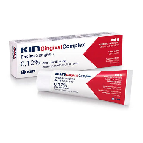 Kin Gingival Complex Toothpaste 75ml by Jag Couture London New York, showing the toothpaste tube with branding and packaging.