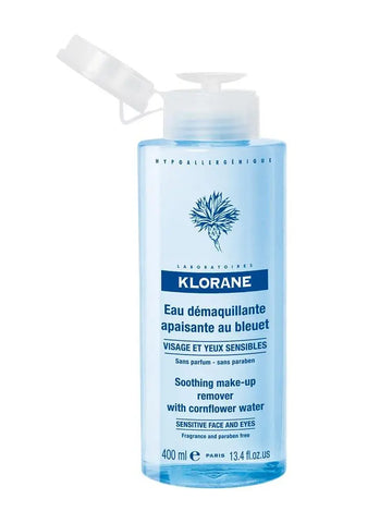 Klorane Micellar Cleansing Water 400ml bottle with clear label, suitable for gentle facial cleansing, presented by Jag Couture London New York