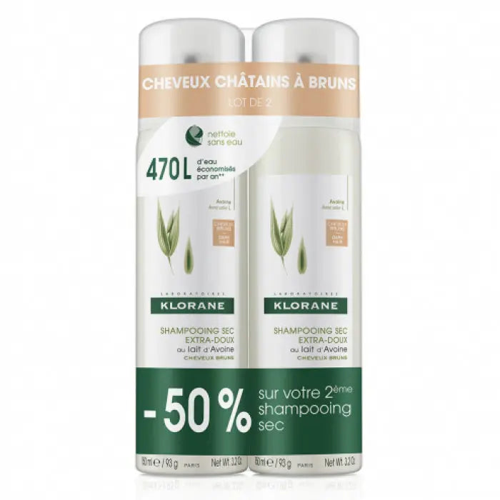 Klorane Oatmeal Dry Shampoo For Brown Hair 2x150ml Jag Couture London - New York