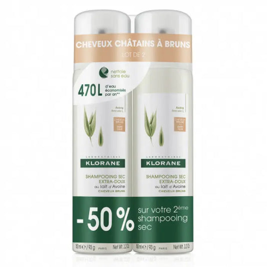 Klorane Oatmeal Dry Shampoo For Brown Hair 2x150ml Jag Couture London - New York