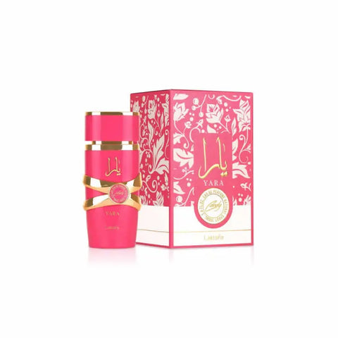 LATTAFA Yara Candy Eau de Parfum spray 100ml by Jag Couture London New York, showcasing the elegant perfume bottle.
