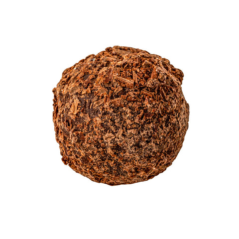 Milk chocolate salted caramel truffle from Jag Couture London with sea salted caramel center dusted in cocoa powder.