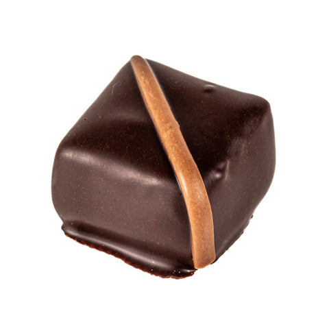 Dark chocolate covered marzipan with a milk stripe, 16g, from Jag Couture London - New York, shown in the image.