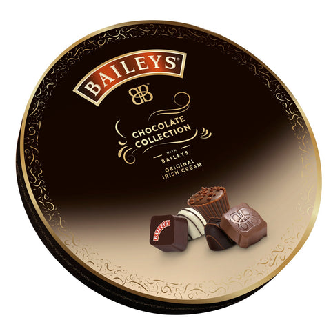 Jag Couture London - New York Baileys round Opera box with assorted chocolates, elegant packaging, perfect for gifting or indulgence.