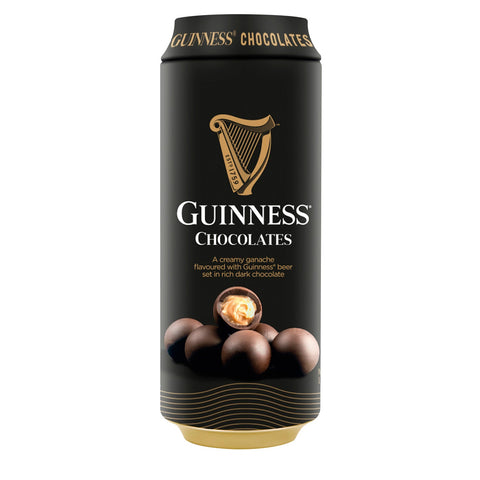 Guinness beer can with creamy Guinness-flavored ganache-filled dark chocolate balls, luxury chocolates by Jag Couture London - New York