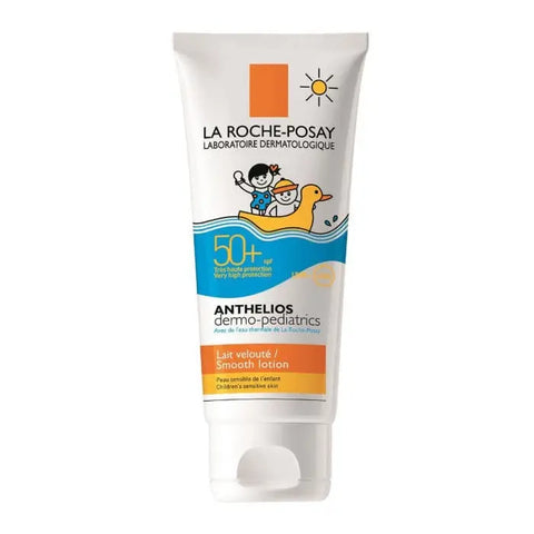 La Roche Posay Anthelios Dermo Pediatrics SPF 50+ smooth lotion in 100ml bottle, suitable for children's sensitive skin.
