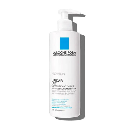 Jag Couture London New York La Roche-Posay Lipkiar Moisturising Milk 400ml bottle with label and pump dispenser.