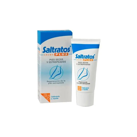 Laboratorios Viñas Saltratos Plus Cream 100ml jar showing smooth cream texture and labeling for skin hydration and care.