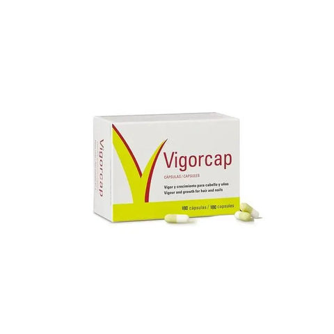 Vigorcap by Laboratorios Viñas in a bottle of 180 capsules, featuring natural health supplement capsules from Jag Couture London New York