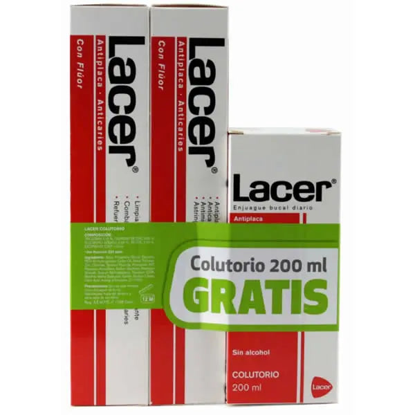 Lacer Duplo Antiplaque-Anticaries Toothpaste 125ml + Mouthwash 200ml Jag Couture London - New York