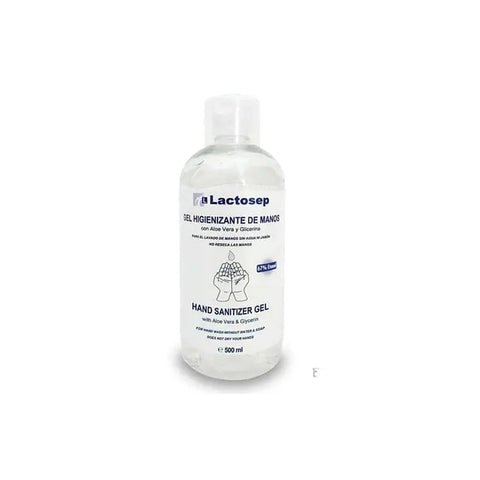 Lactosep Hygienic Gel 500ml bottle by Jag Couture London New York, clear gel hand sanitizer with pump dispenser.