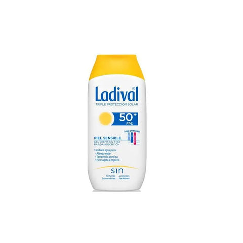 Ladival Piel Sensible SPF50 sunscreen in 200ml bottle, suitable for sensitive skin, by Jag Couture London New York.