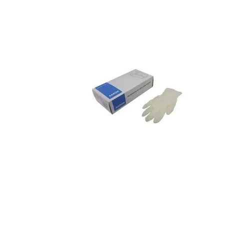 Set of 100 latex Aaron gloves in size Gde by Jag Couture London New York, displayed in a neat pile.