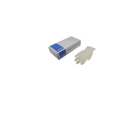Box of 100 latex Aaron gloves in size Gde by Jag Couture London - New York, showing black latex gloves stacked inside a box.