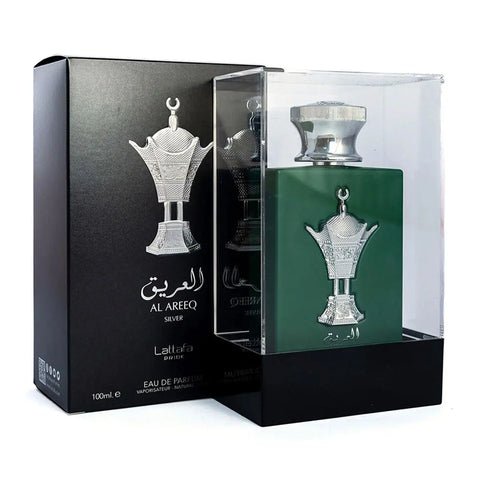 Lattafa Al Areeq Silver Eau De Parfum 100ml spray bottle, elegant design, fragrance for men and women, from Jag Couture London New York