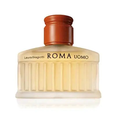 Laura Biagiotti Roma Uomo Eau De Toilette spray 40ml bottle, sleek design, with fragrance details visible.