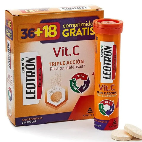 Leotron Vitamin C effervescent tablets by Jag Couture London New York, showing a close-up of the supplement packaging.