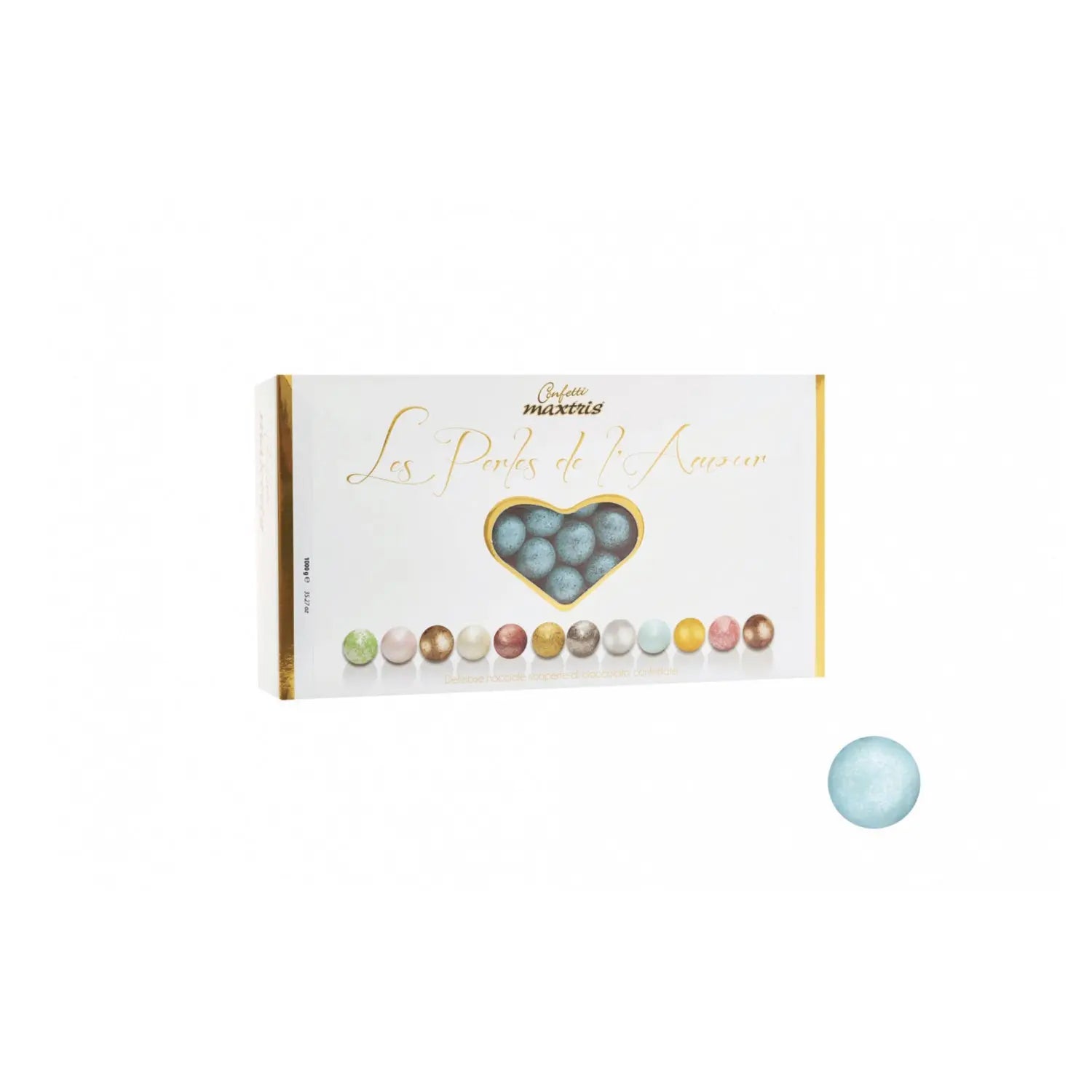 Les Perles Summer Bleu - toasted hazelnut in dark and white chocolate blue coloured sugar Jag Couture London - New York