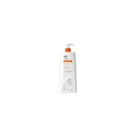 Leti AT4 Atopic Bath Gel in 250ml bottle by Jag Couture London New York, with a clear label and sleek packaging.