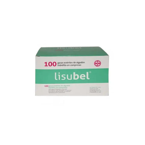 Sterile gauze C-100 from Lisubel by Jag Couture London New York, showing a pack of sterile medical gauze for wound care.