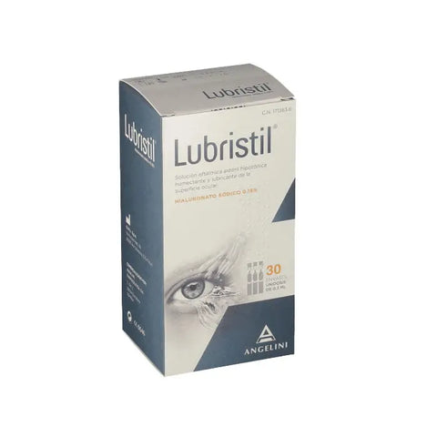 Box of Lubristil 30 single-dose packages by Jag Couture London New York, with individual vials arranged neatly.