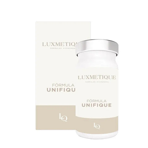 Luxmetique Unifique Formula 60 tablets by Jag Couture London and New York, showing the box and tablets inside.