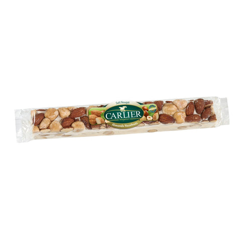 Soft almond and hazelnut wrapped nougat bar from Jag Couture London - New York in a display box.