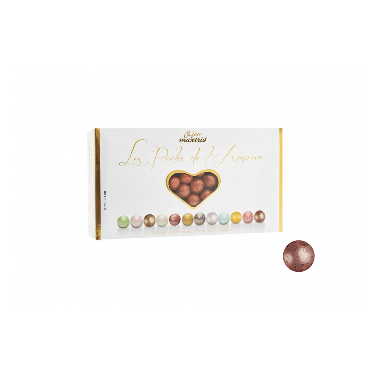 Les Perles Winter Bronze - toasted hazelnut in dark chocolate bronze coloured sugar