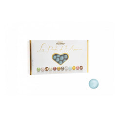 Les Perles Summer Bleu - toasted hazelnut in dark and white chocolate blue coloured sugar
