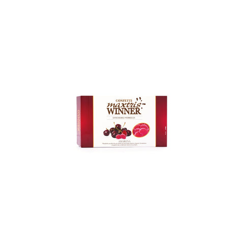 Winner Amarena toasted almonds in cherry-flavored white chocolate, premium confection by Jag Couture London New York.