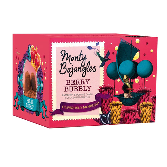 Berry Bubbly gift box of raspberry flavoured cocoa dusted truffles with popping candy